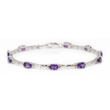 Sterling Silver Bracelet With Natural Stone Amethyst